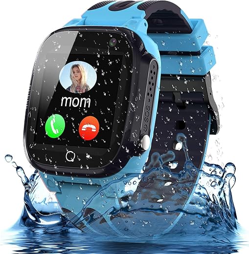 Smooce Kids Smartwatch Phone,Waterproof Kids Smart watch with LBS Tracker SOS Voice Chat and Camera Game for 3-12 Years Old Kids Birthday (Blue)