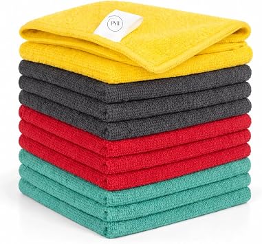 Microfiber Cloth Pack of 12 40   40 cm 350GSM - Reusable Soft & Highly Absorbent Towels - Lint-Free Multi-Purpose Microfibre Cleaning Cloths for Kitchen, Glass, Windows, Car & Home Cleaning