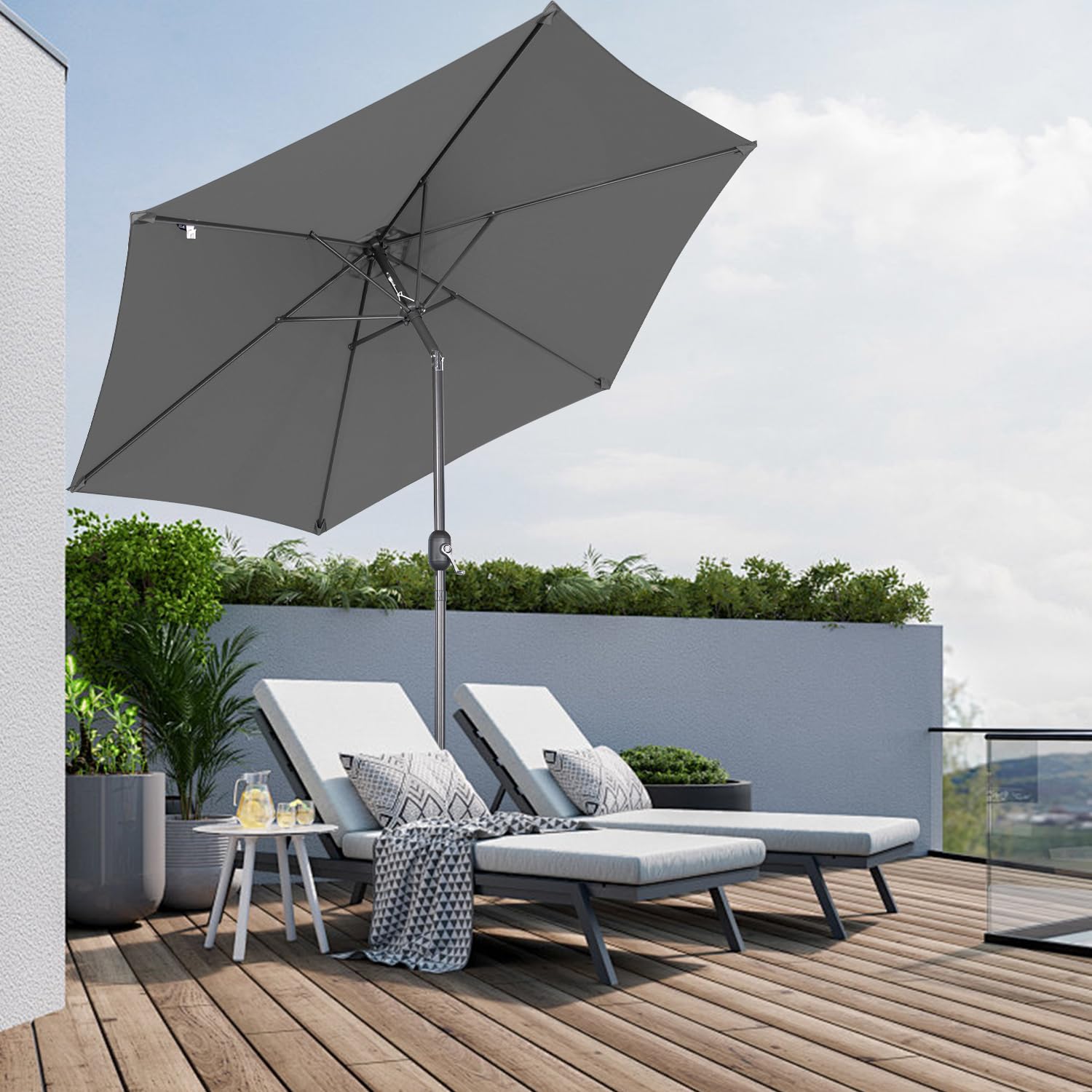 Angel Living 270 cm Parasol Ogrodowy z Mechanizmem Regulacji Nachylenia – Parasol do Ogrodu, na Patio, Taras i Balkon