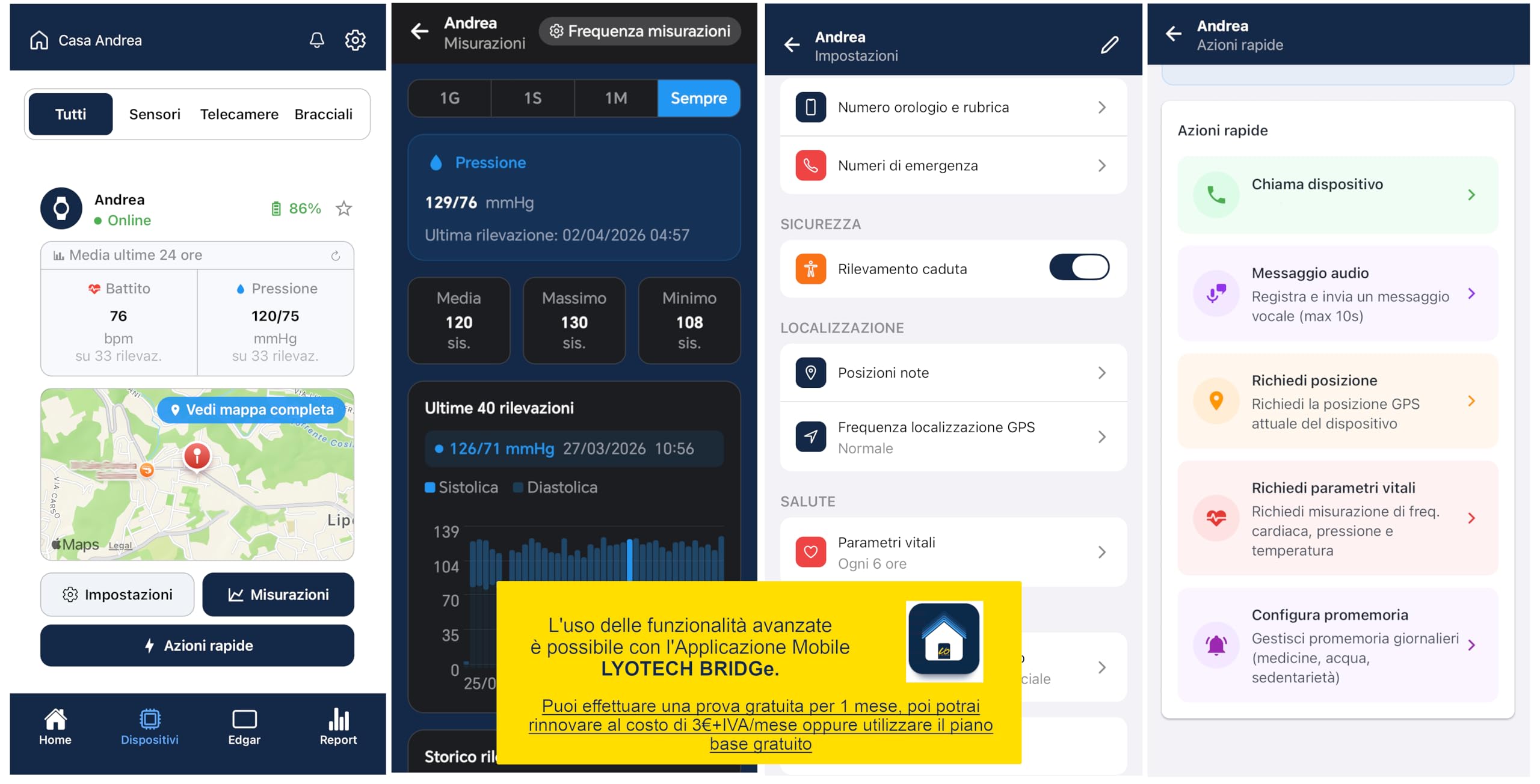 EOS Orologio SOS 4G con Chiamate | Localizzazione GPS | Rilevazione Caduta | Battito, Pressione, SpO2, Contapassi | Rubrica e Chiamate Autorizzate | App BRIDGe (opzionale) | Per anziani
