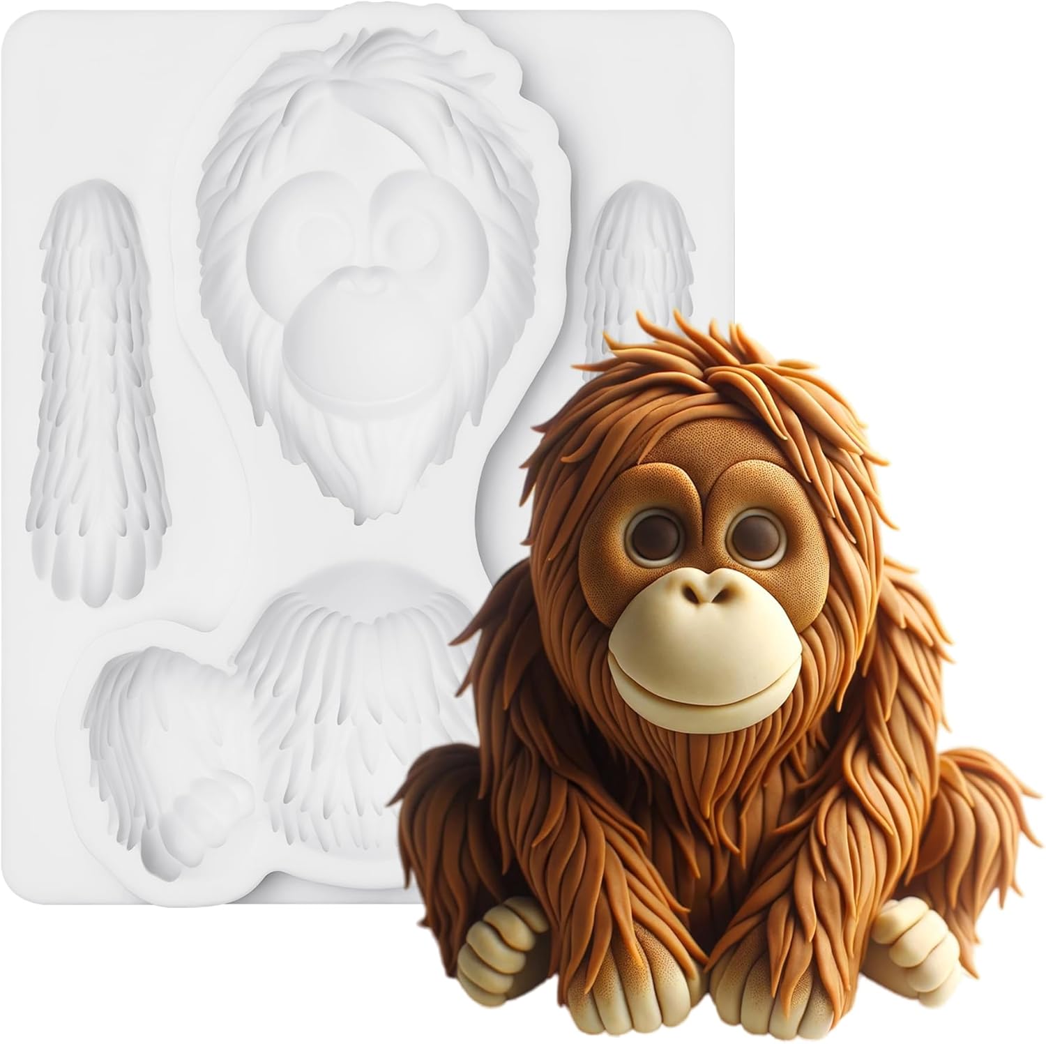 Fondant Mold Orangutan Jungle Animal Cake Topper 3.6 Inches Tall