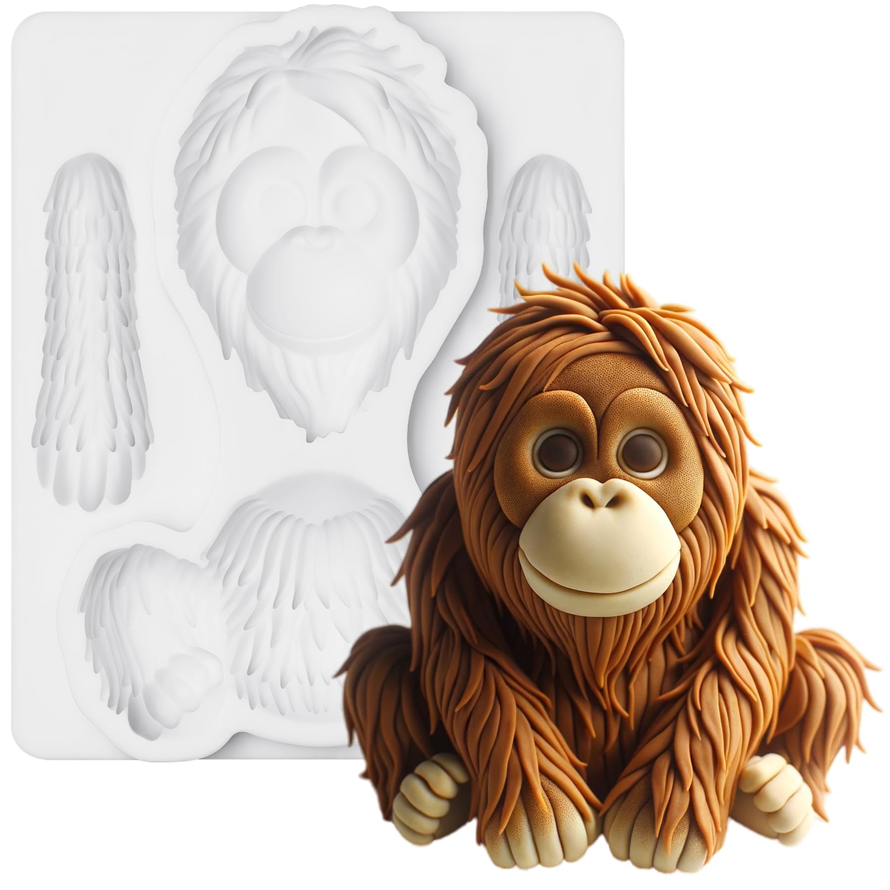 Fondant Mould Silicone Orangutan Jungle Animal Cake Topper 3.6 Inches Tall โ image 1