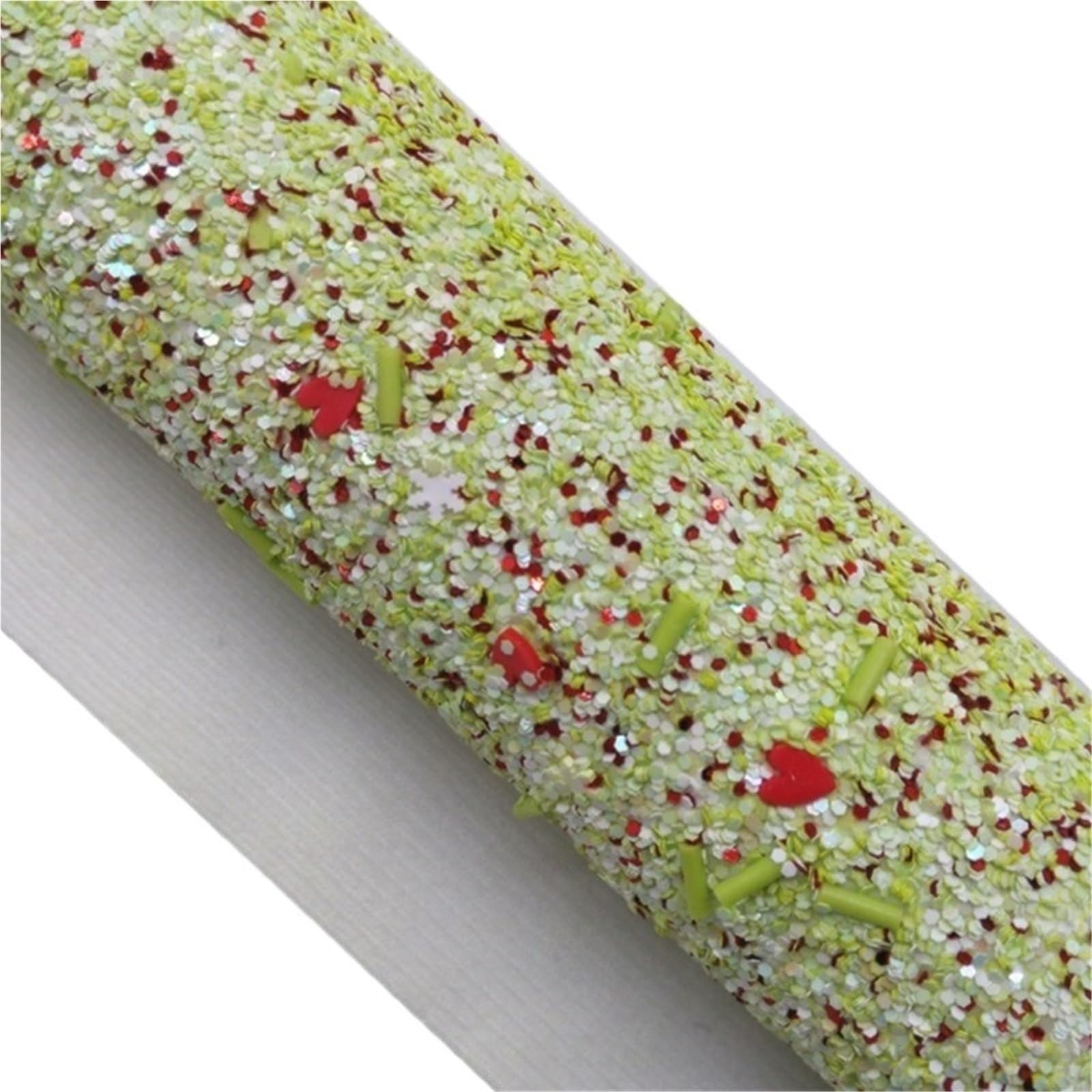 Sparkle PU Leather Fabric Chunky Glitter Faux Vinyl Fabric with Felt Backing Leather Sheets for Earrings Bows DIY Craft 21X29CM