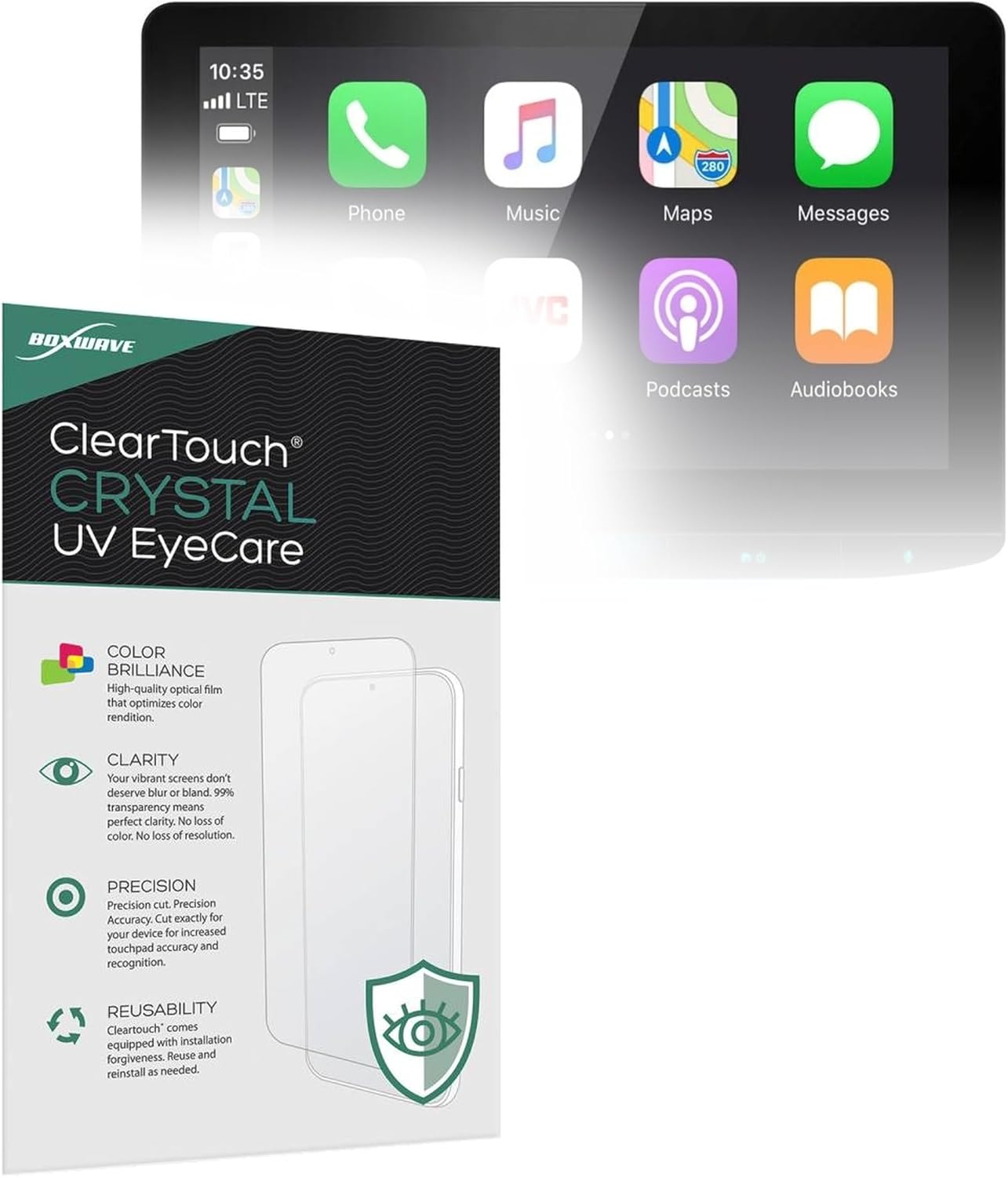 BoxWave Screen Protector Compatible with JVC KW-Z1000W - ClearTouch Crystal Anti-UV EyeCare (2-Pack), Filters Out Harmful Blue Light Reduce Fatigue