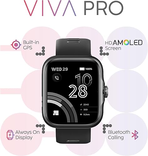 Vista 30 de Cubitt Viva Pro - Reloj inteligente/rastreador de actividad física con pantalla táctil AMOLED de 1.78 pulgadas, llamadas Bluetooth, GPS integrado