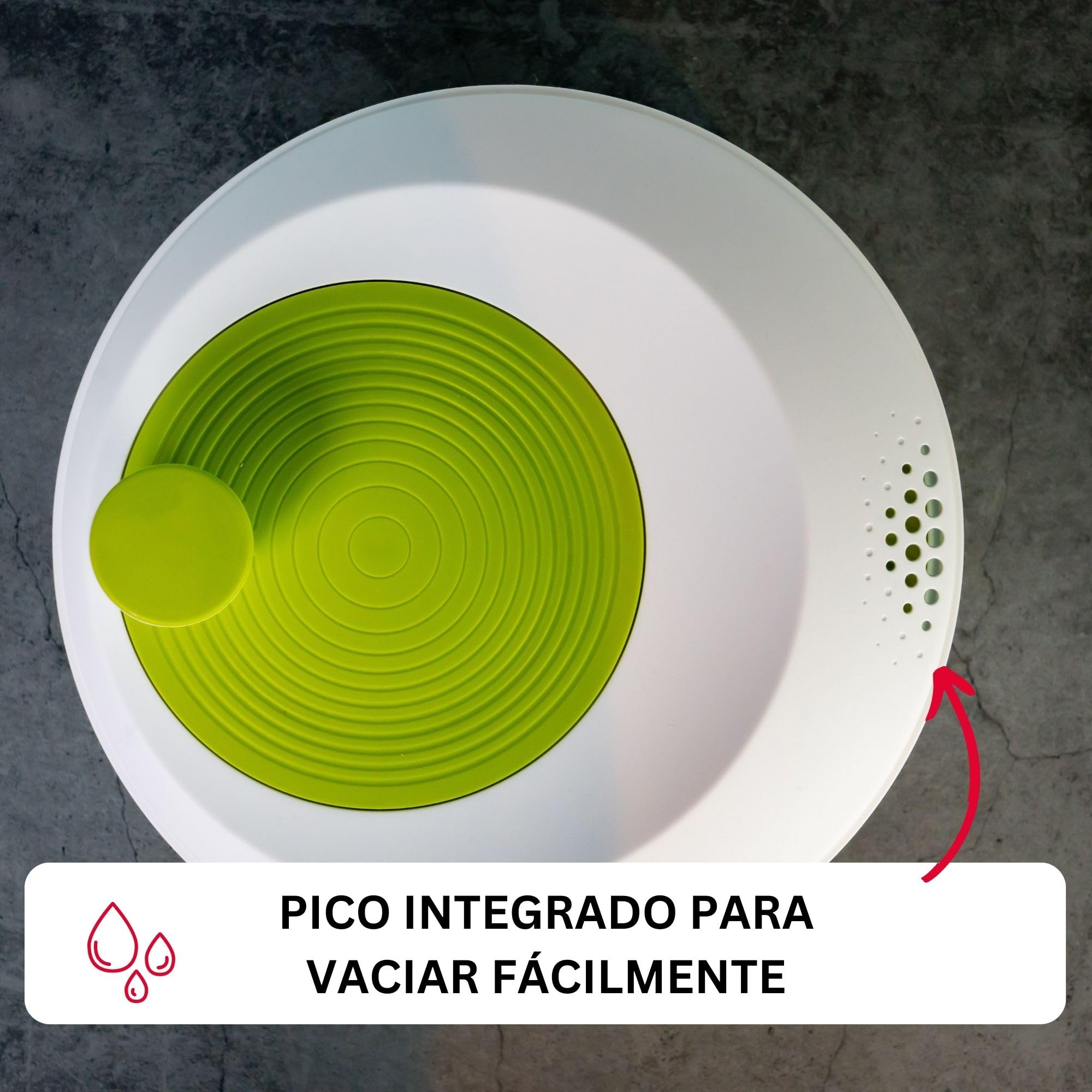 Westmark Centrifugadora de lechuga, Capacidad: 4,4 litros, ø 23,5 cm, Plástico, Sin BPA, Spinderella, Color: transparente/blanco/verde, 16753360