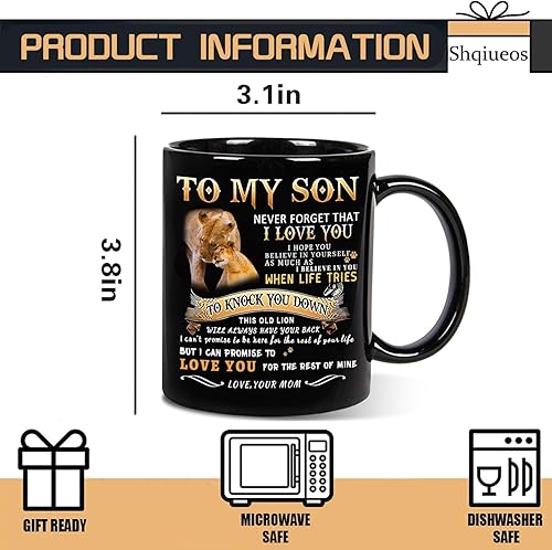 Miniatura 6 de Shqiueos Regalos de Navidad para hijo de mamá a mi hijo, taza de león, regalos de cumpleaños para hijo de parte de mamá, regalo inspirador del día