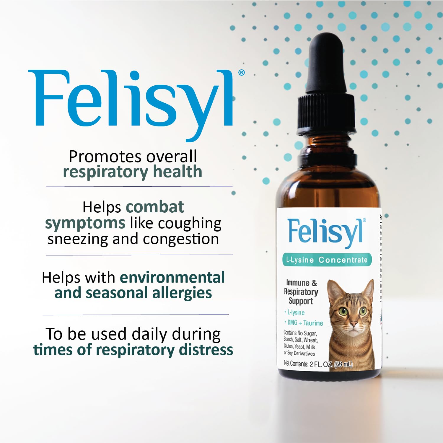 Felisyl L-Lysine for Cats, Feline Immune Support Liquid Concentrate, Chicken Flavor, Supports Immune System & Respiratory Health, Made in USA, 2 fl oz — Amazon image 3