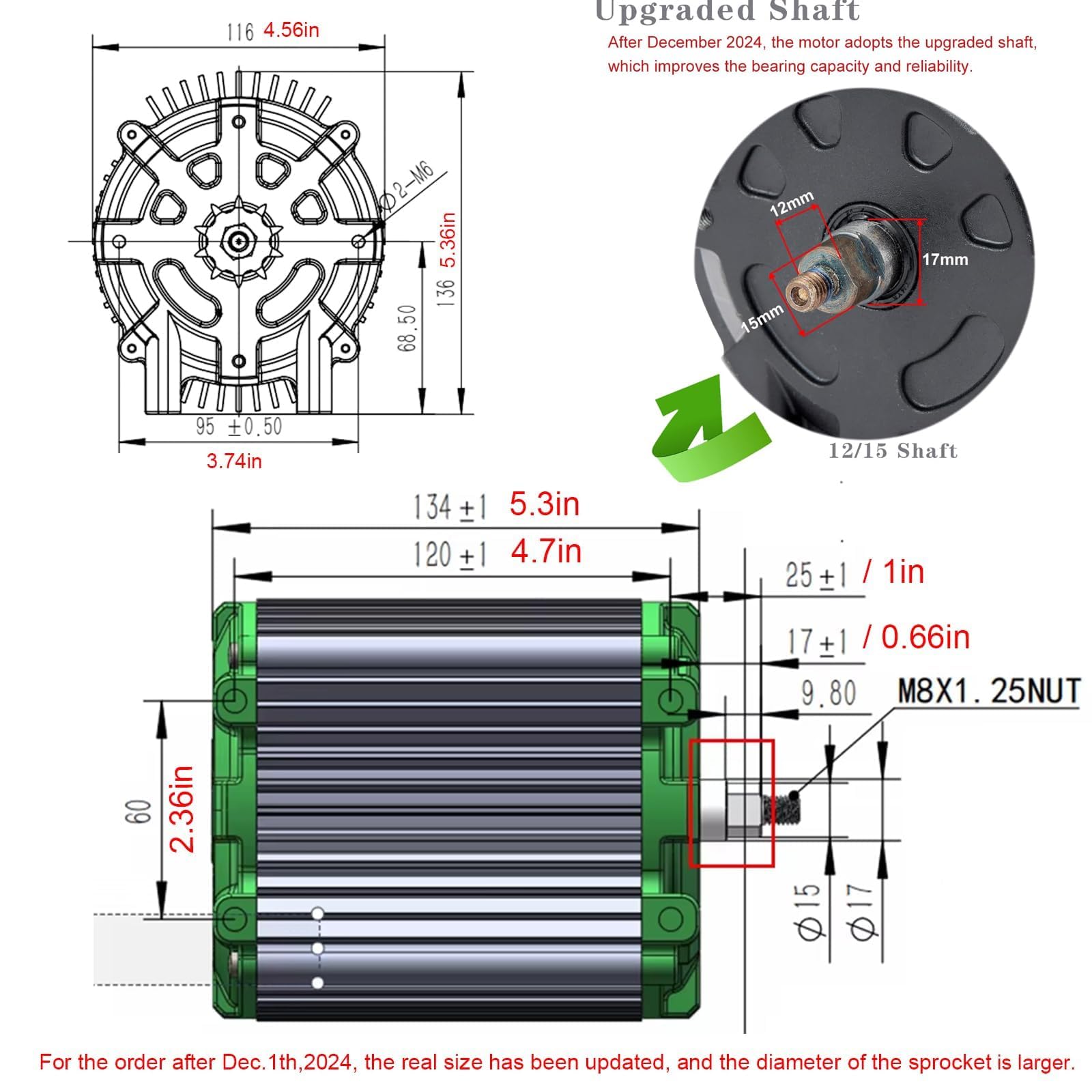 Kunray Motor eléctrico 72V 5000W Motor de alta potencia Mejorado, motor eléctrico para kart Go Kart, motor eléctrico de 6800 rpm para Gokart, patinetas, Dirtbike, ATV/motocicleta, Kit de mejora Razor