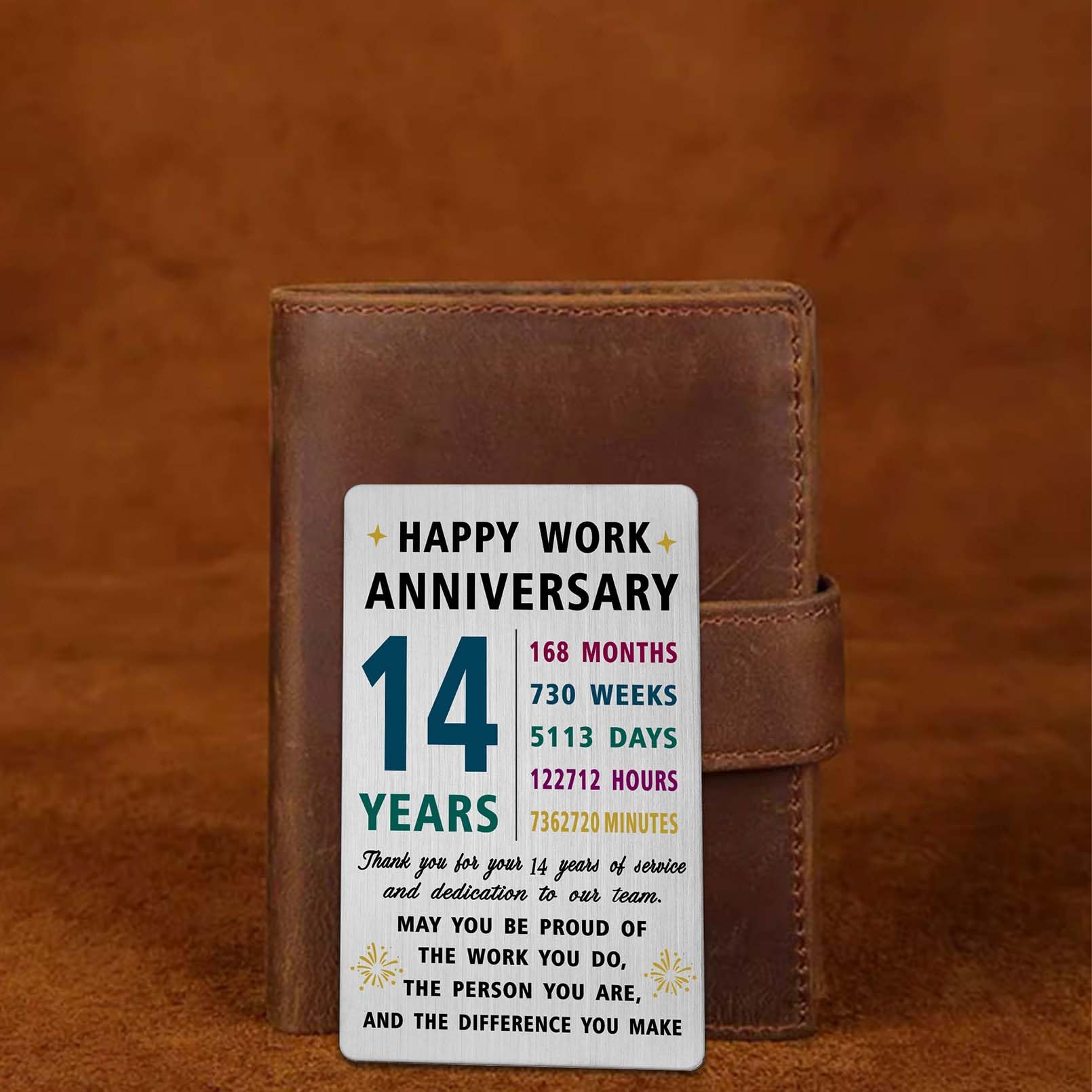 Richesele 14 Years Work Anniversary Card - Thank You 14 Year Work Service Gifts - Happy 14th Work Anniversary Decorations - Image 4
