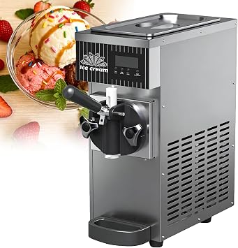 Soft Serve Ice Cream Machine - Countertop Yogurt Maker with 4-5 Kg/H Capacity, LCD Panel, Precooling Function, Automatic Cleaning for Home and Business