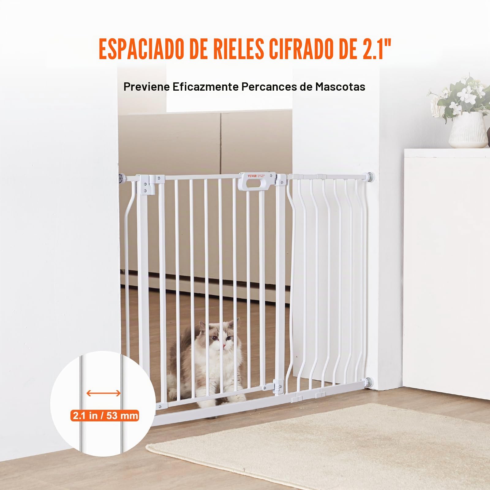 Barrera de Seguridad Extensible Ancho de 74,9-117,8 cm Altura de 76,2 cm Cierre Automático Puerta de Escalera sin Taladrar Ancho de Apertura de 533 mm a 180° Valla para Niños para Interior