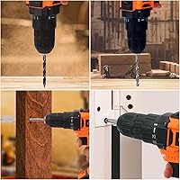 Vista 5 de Yougfin - Kit de herramientas con taladro, taladro eléctrico inalámbrico de 20 V con 2 baterías y cargador de taladro, kit combinado para hombres