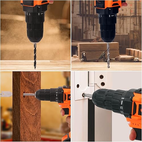 Miniatura 5 de Yougfin - Kit de herramientas con taladro, taladro eléctrico inalámbrico de 20 V con 2 baterías y cargador de taladro, kit combinado para hombres
