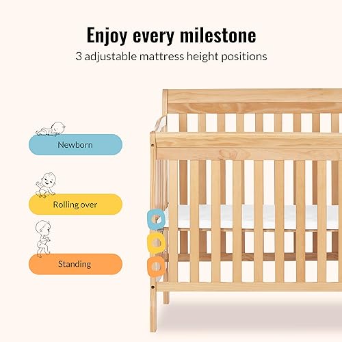 Miniatura 5 de Dream On Me Jayden - Cuna convertible y cambiador 4 en 1, color natural, con certificado Greenguard Gold, acabado no tóxico, madera de pino de Nueva