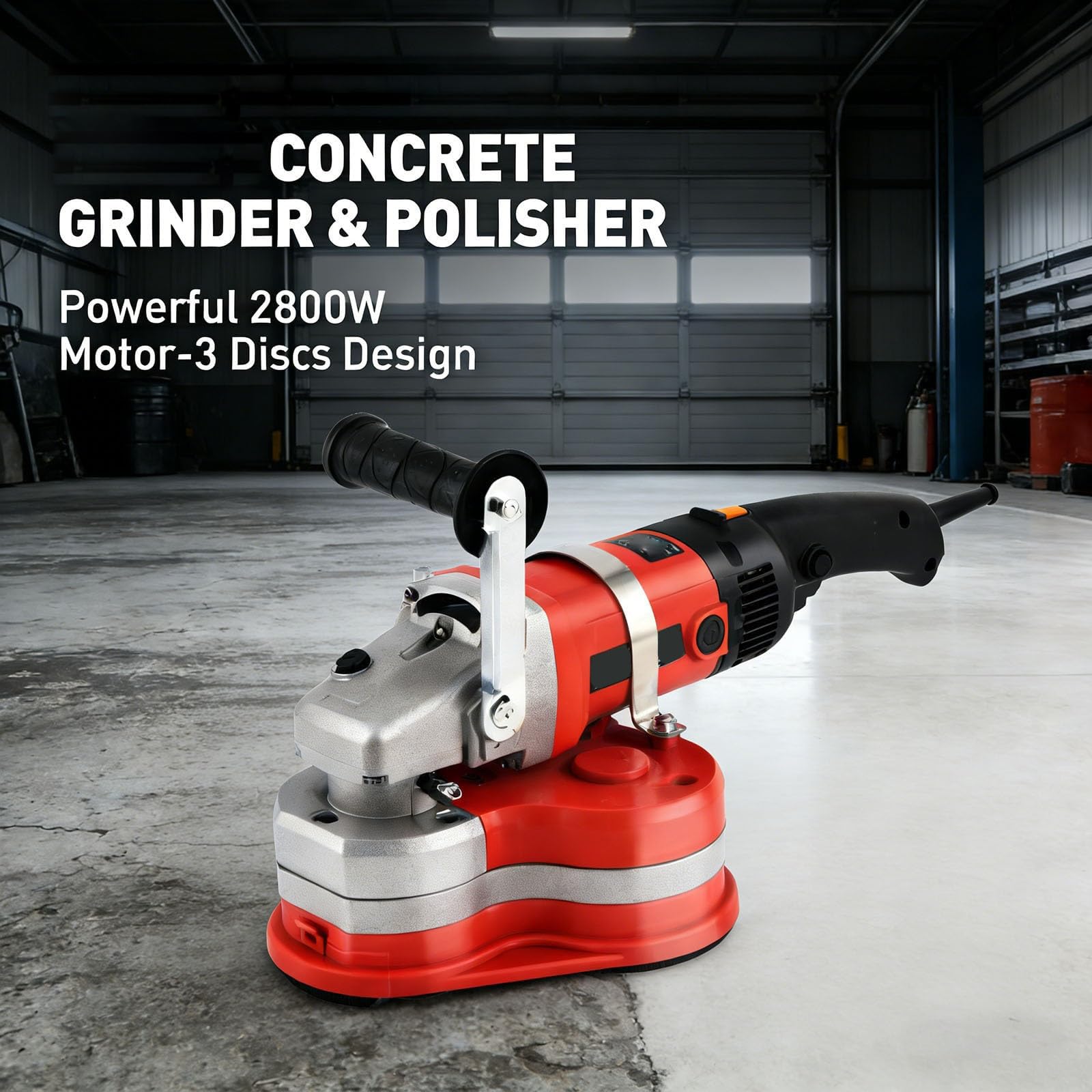Macchina lucidatrice elettrica 2800 W, kit smerigliatrice per pavimenti in calcestruzzo a 3 teste con ruote diamantate, 6 velocità variabili, 2800 giri/min per superfici in pietra e pavimenti in marmo
