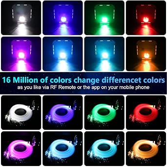 Kingmaled 32W Twinkle APP Fiber Optic Ceiling Lights Star Kit for Home and Media Room Decoration, RGBW Music Activated LED Engine+Remote Control+Optic Fiber Cable 800pcs (400pcs*13.1ft+400pcs*9.6ft)