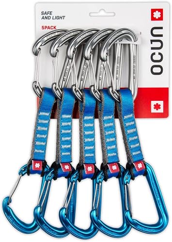 OCUN Hawk Quickdraw Combi & Wire PA 16 Carabiner 5-Packs for Rock and Alpine Climbing