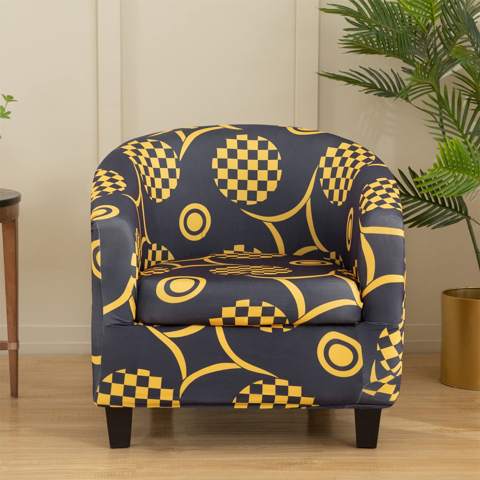 ele ELEOPTION Tub Chair Covers 2 Piece Set - Upgraded IN 1 Design Bucket High Stretch Printed Soft Club Armchair Slipcovers Cafe Bar Office Reception (Print 15), One Size, (WBYT) — image 1