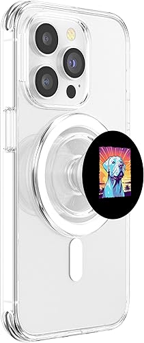 Miniatura 4 de Dogo Argentino 80s Synthwave Sunset Vintage PopSockets PopGrip for MagSafe