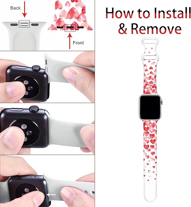 Correa de silicona con corazón para reloj inteligente 38-41mm miniatura 4