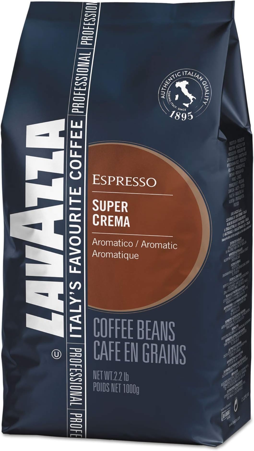 Super Crema Whole Bean Espresso Coffee, 2.2lb Bag, Vacuum-Packed, Sold as 1 Each