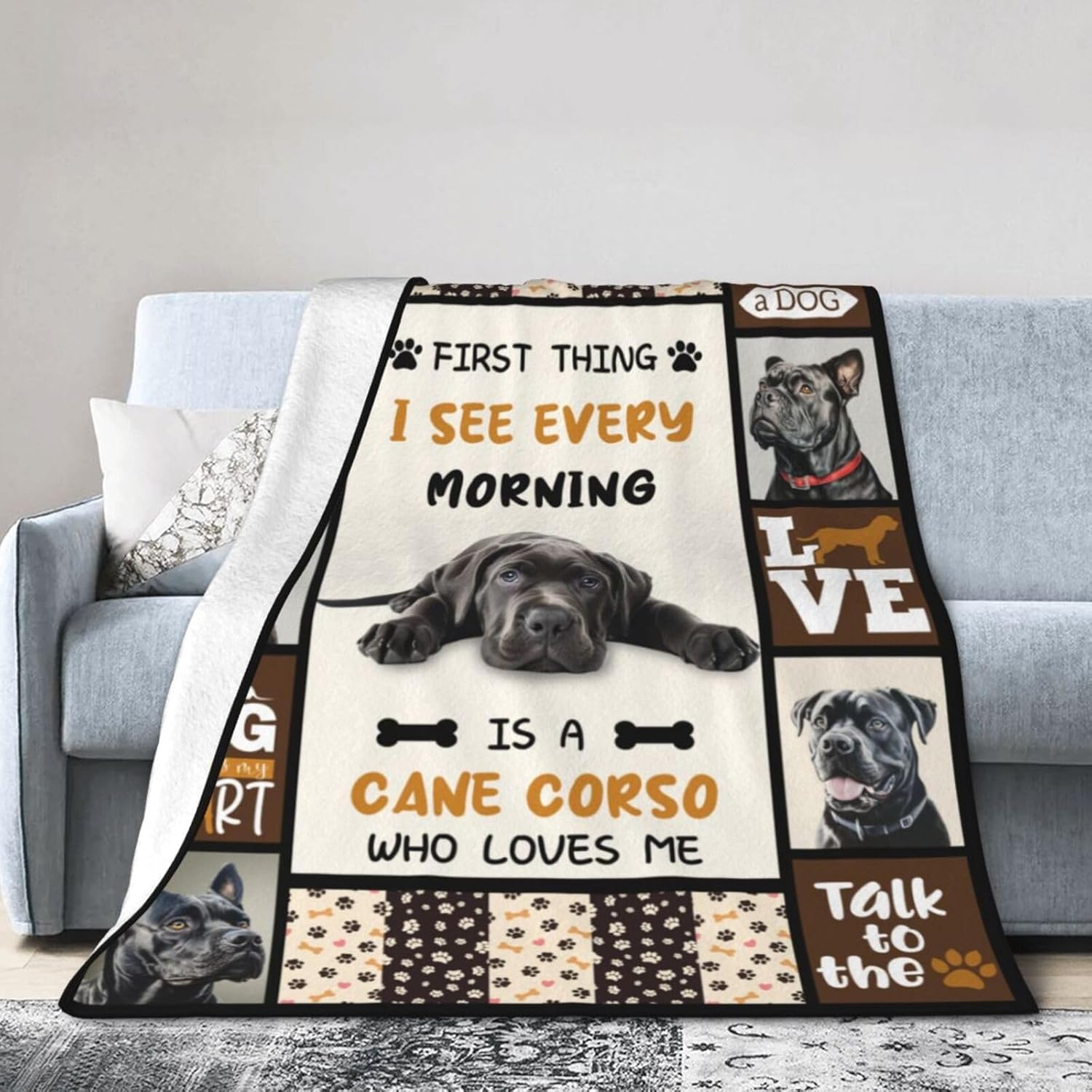 Cane Corso Blanket Cane Corso Decor Throw Blanket Super Soft Flannel Lightweight Fluffy Plush Fuzzy Fleece Stuff Blanket Gifts for Dog Lover Girl Woman Adults Man Boys Kids for Bedding Sofa 60"X80"