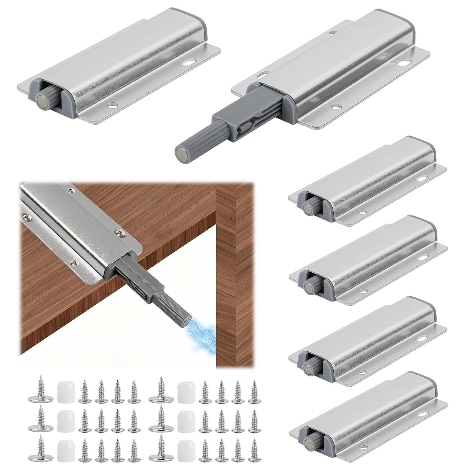 6 Pcs Push to Open Door Catches,Cupboard Push Open Catch,Magnetic Door Push