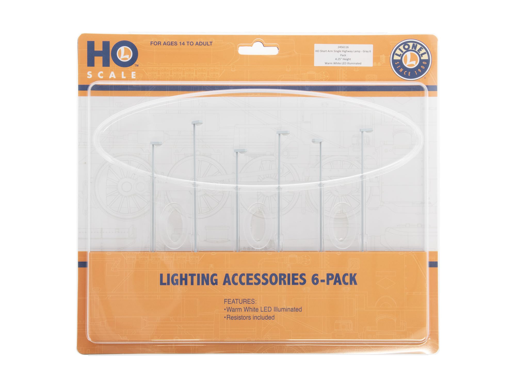 Lionel HO Gauge Gray Short Arm Single Highway Lamps 6-Pack Model Train Accessory