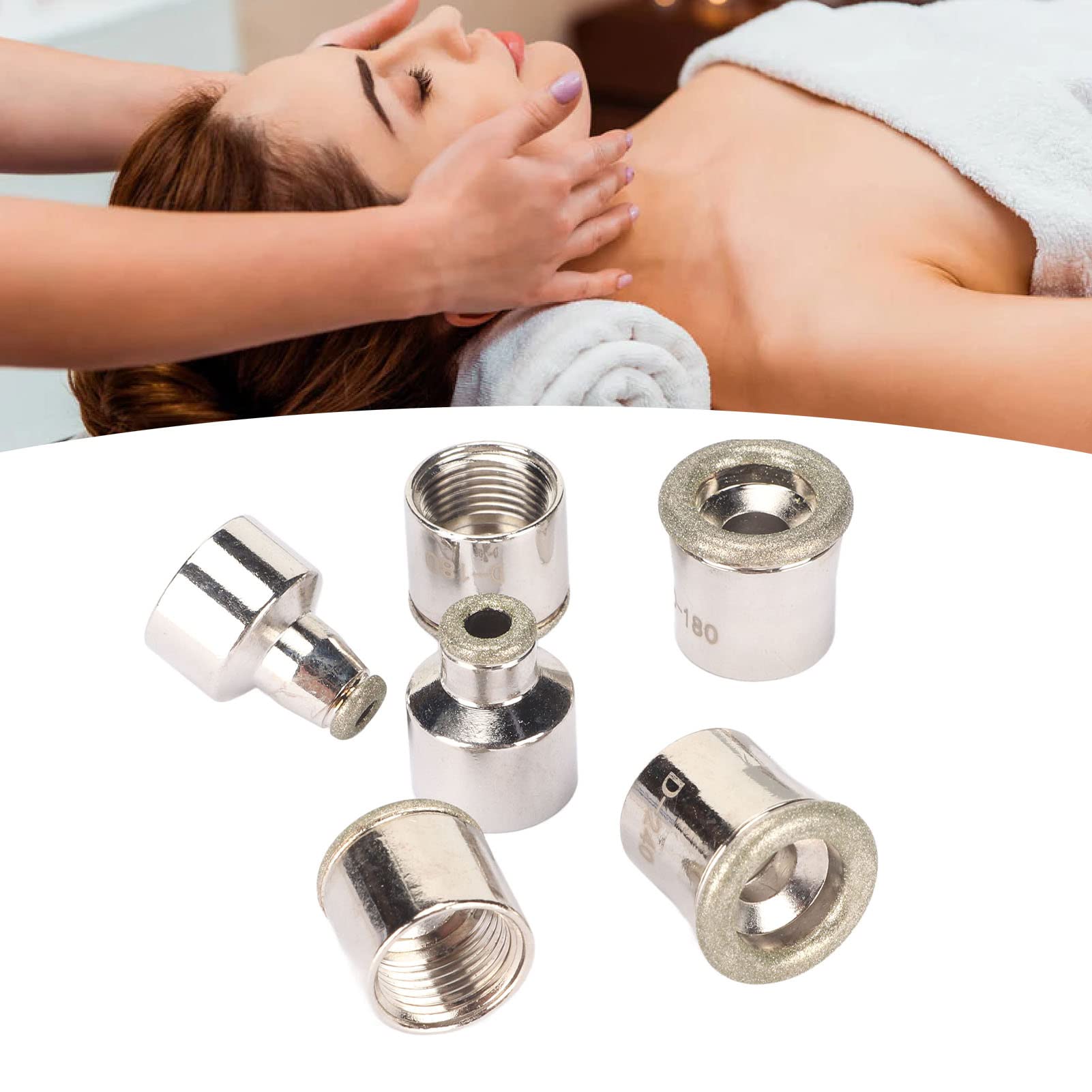 Mikrodermabrasion Diamant Spitzen, Gesichtspflege Dermabrasionsspitze, 6 Stück Mikrodermabrasions Ersatzspitze universelle Hautpflege Peeling Gesicht Mikrodermabrasionsspitze für Hand und Fuß