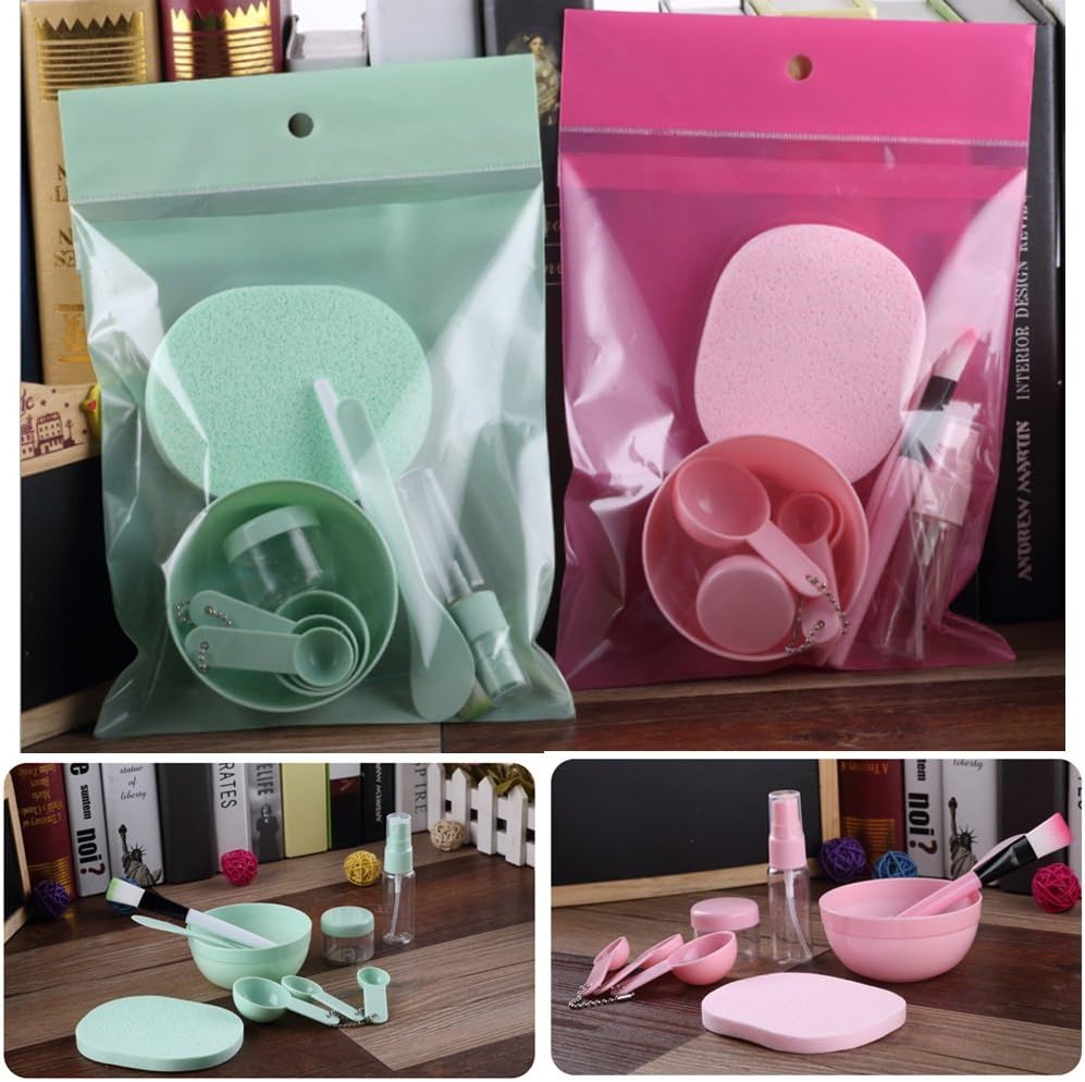 Balai DIY Facemask Mixing Tool Kit with Big Volume Mask Bowl Spatula Brush Spray Bottle Puff Soaking Bottle Gauges Pack of 9 Pcs