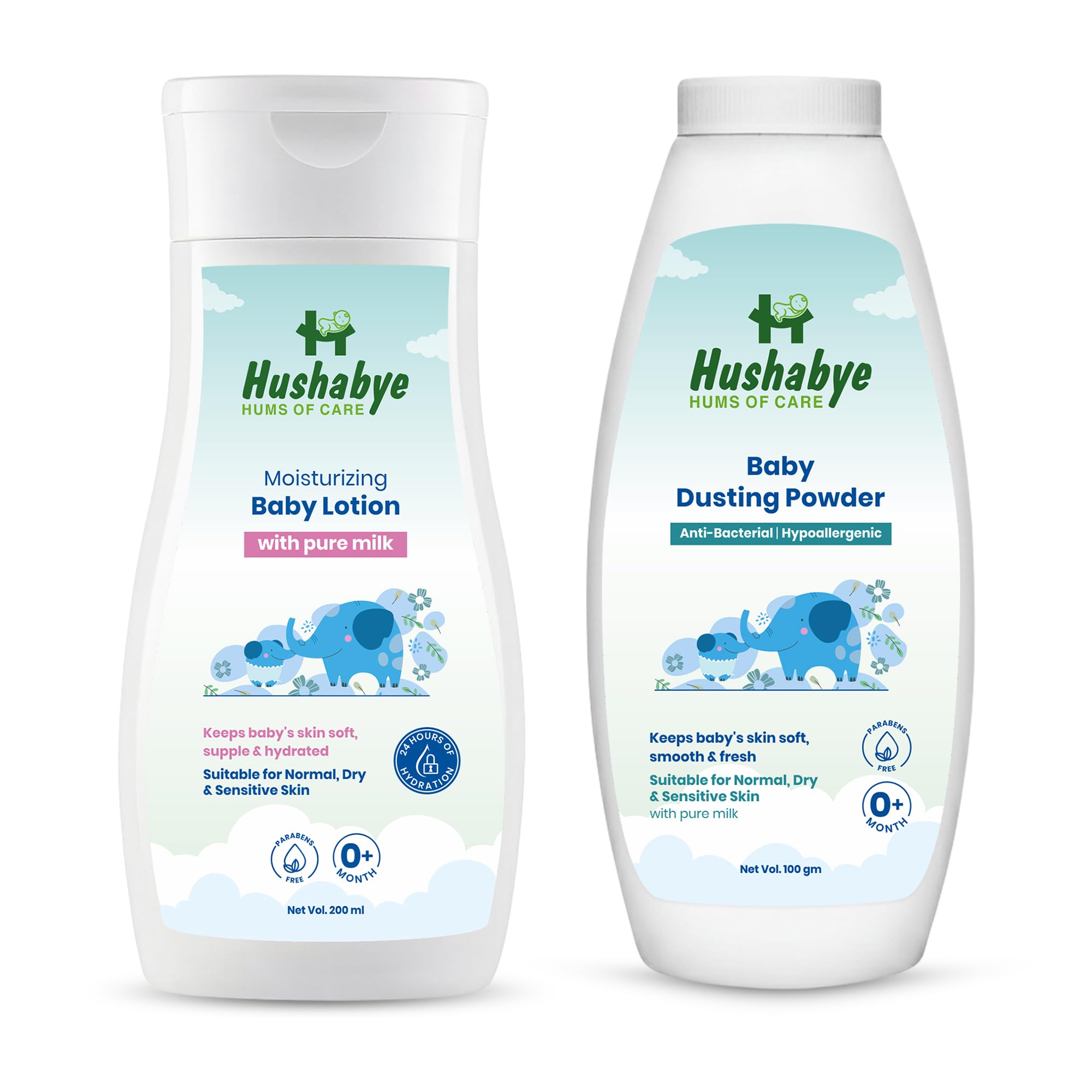 Hushabye Moisturizing Baby Lotion (200ml) & Baby Dusting Powder (100g) with Milk Protein | Paraben & Sulphate Free | pH Balanced for All Skin Types | Newborn Care Gift Set, Combo Pack of 2-image-9