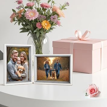 4x6 Double Hinged Picture Frame,College Photo Standing Display, PS02-GYD6