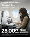 EF ECOFLOW Rapid 25000mAh Power Bank, 170W Portable Charger with Retractable USB-C Cable, 100W Fast Charging Laptop Power Bank, Compatible with iPhone 17/16/15, Samsung, USB-C Devices, Black