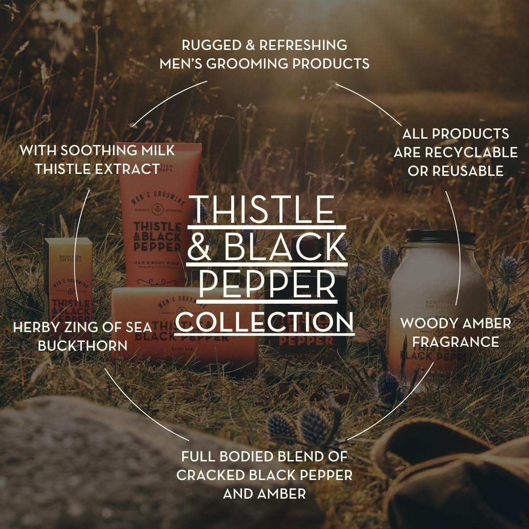 Scottish Fine Soaps Thistle and Black Pepper Collection All in One Body Wash, Woody Amber Fragrance, 500ml