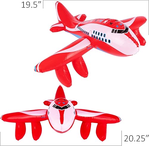 Miniatura 3 de ArtCreativity Aviones inflables, juego de 3, avión inflable con gancho para colgar, decoraciones de fiesta de avión, inflables de chorro de 20