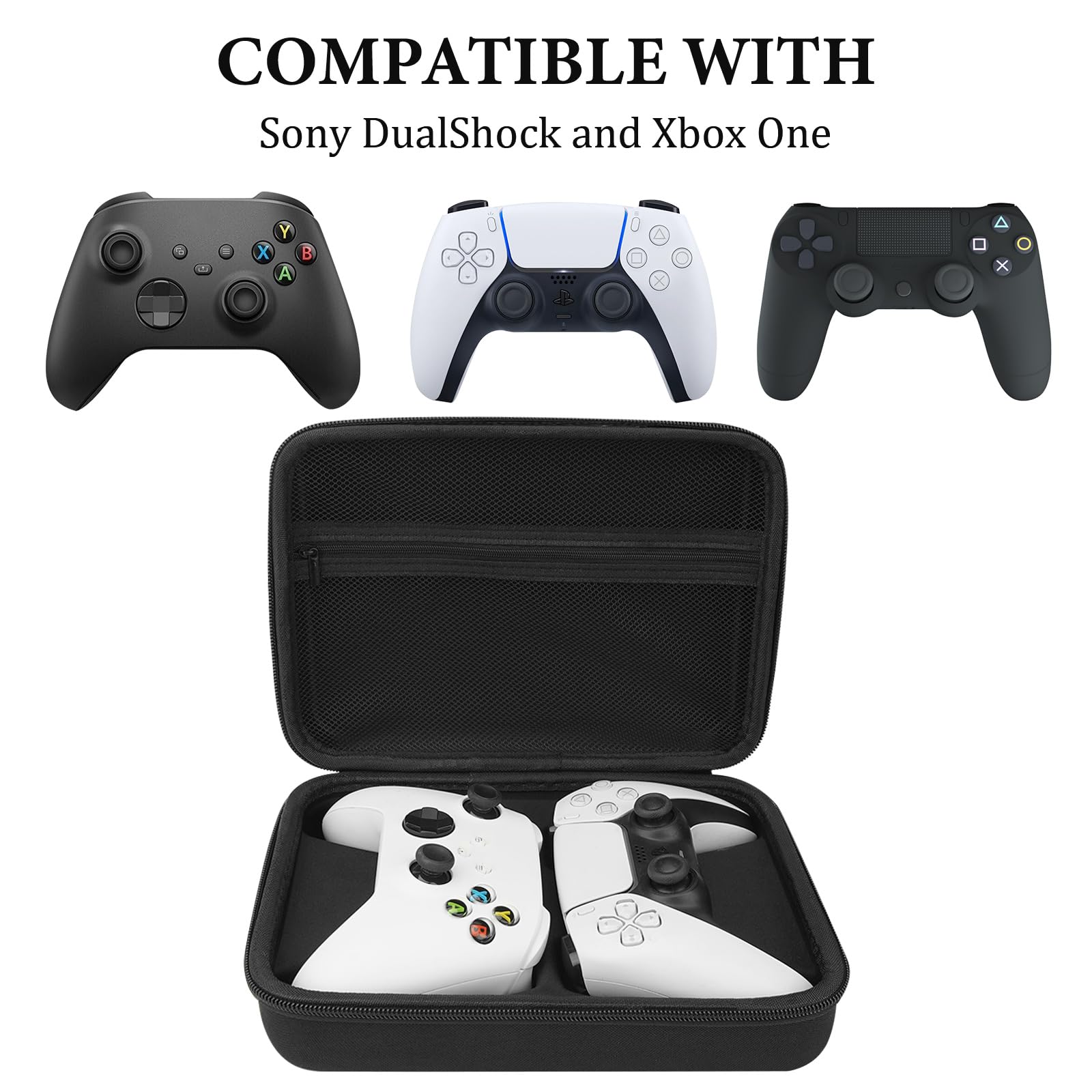 GEEKRIA Bolsa de Viaje para Dos mandos, Compatible con Sony PS5 DualSense, DualShock 2/4, Xbox One, Series X y 8BitDo Pro2. Almacenamiento Protector con Bolsillo Interior de Malla