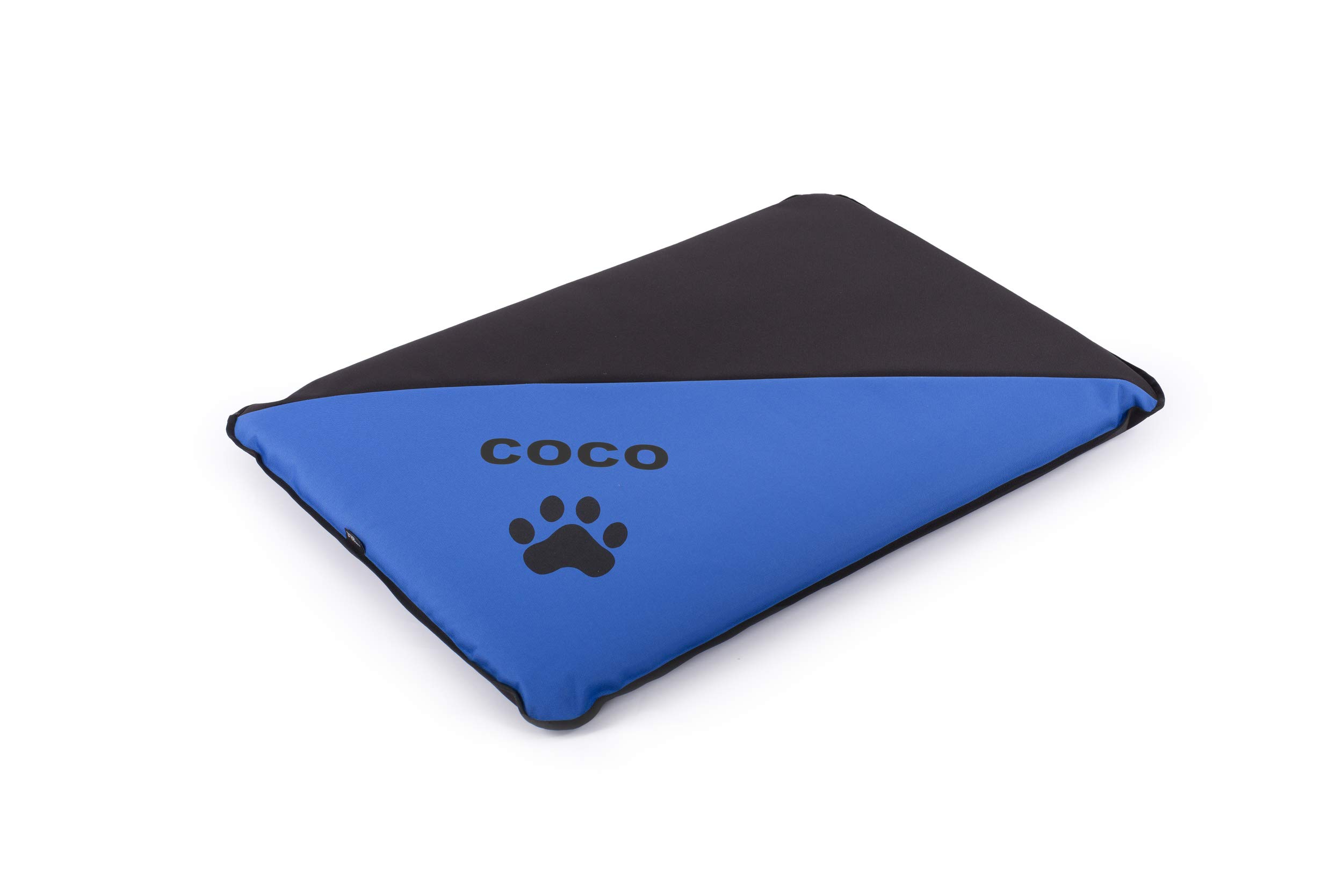 Mr. Doggy Colchoneta para Perros Personalizada - Impermeable y Lavable - Colchón para Perro Grande, Pequeño y Mediano - Exterior e Interior - Cama para Perros Resistente (L - 105 x 75 x 6 CM, Azul)