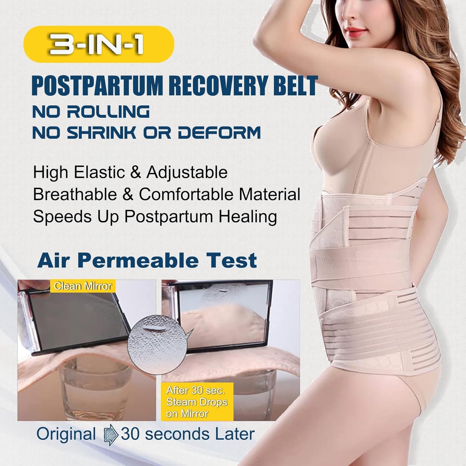 Chongerfei Ceinture Post Partum 3 en 1 pour Femme | Ceinture Abdominale Réglable Après Accouchement, Gaine Post Partum de Récupération Après Grossesse