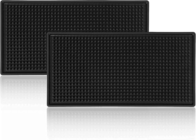 ElysiumPlus Rubber Bar mats (12" X 6") Non-Toxic Countertop Dish Drying Spill Mats for Kitchen, Beer glass, Home Pub, Coffee Shops and Restaurants (Pack of 2) (12"x6")