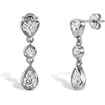 SUNNYOUTH 18K Gold Plated/Silver Dangle Earrings for Women, Trendy Sparkly CZ Drop Earrings, Elegant Dainty Dangling Jewelry for Wedding Bridal Prom