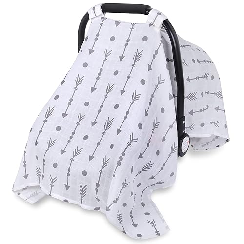 Rquite Fundas de asiento de automóvil para bebés, funda de asiento de automóvil 100% muselina para niños y niñas, toldo ligero para asiento de