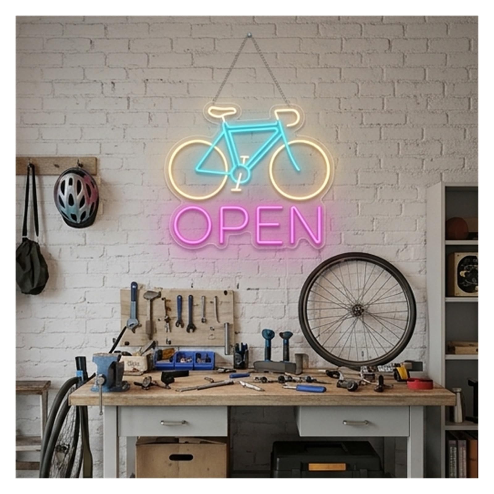 Decoración Lámparas Bicicleta Abierta Letrero De Neón | Estudio De Ciclismo Para Cafe Vibe 48cm