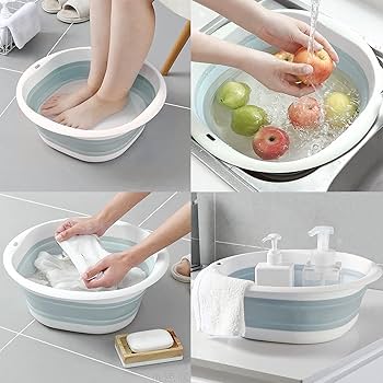 Hzbaiyi Collapsible Washing Up Bowl, Portable Wash Basin Silicone Plastic Basket Multipurpose Outdoor Travel Basin Camping Sink, Portable