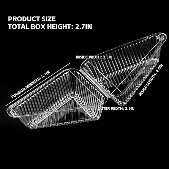 200 Pcs Cake Slice Containers,Cake Slice Boxes,individual cake slice containers with 200 sets of cake stickers for Cheesecake Small Pies Snack Dessert
