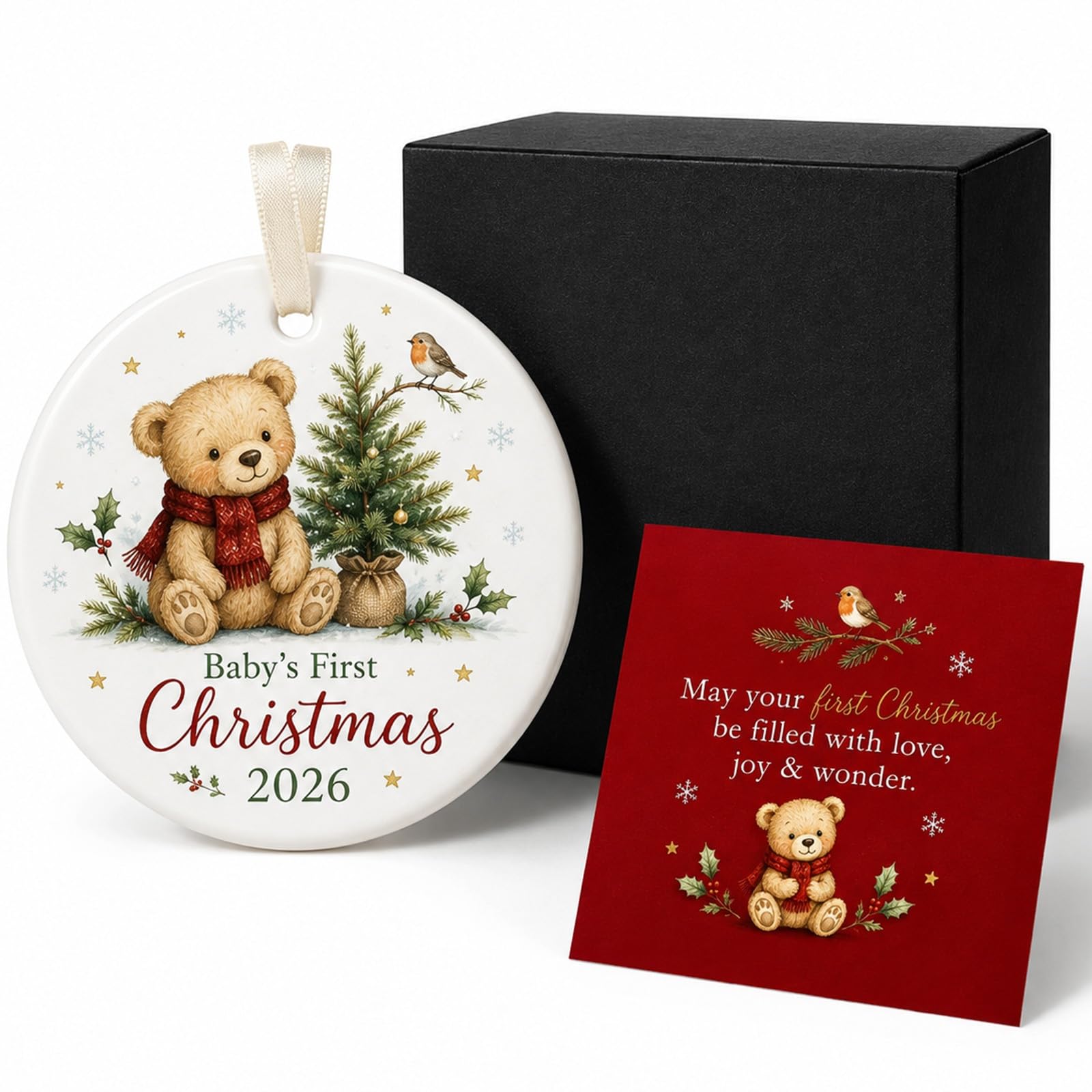 3 Piece babys first christmas bauble 2026, Keepsake Gift Set