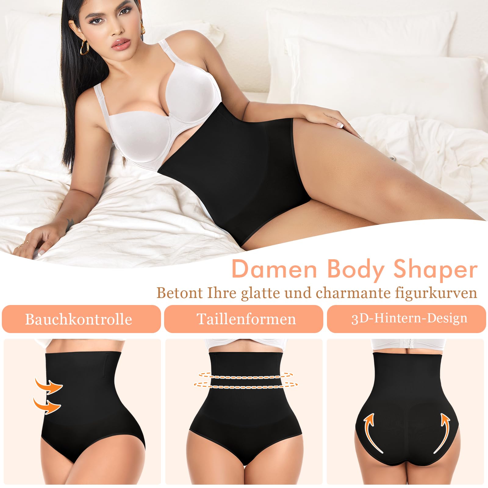 YARRCO Mutande da donna Miederslips senza cuciture a vita alta (nero+nero, XL), nero + nero., XL