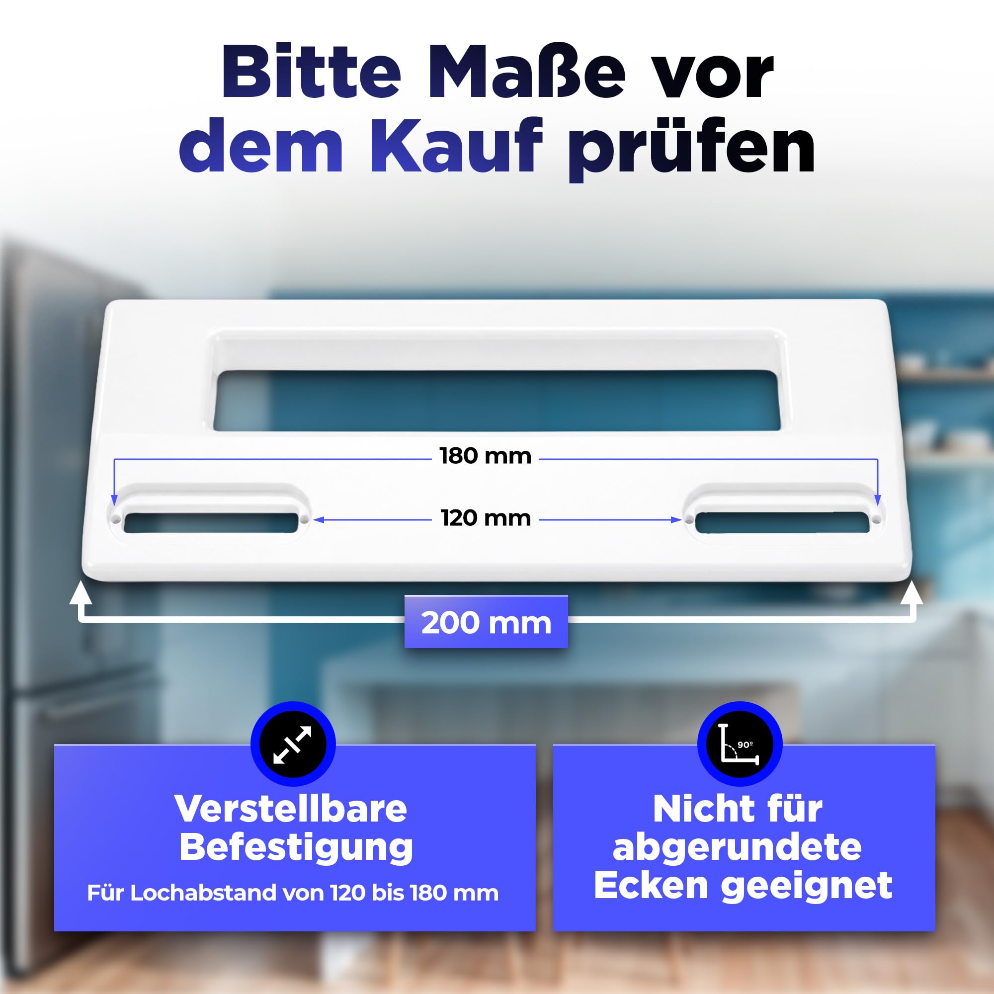 Kühlschrank Griff Länge 200 mm Lochabstand 120-180 mm Universal für Kühlschrank/Gefrierschrank