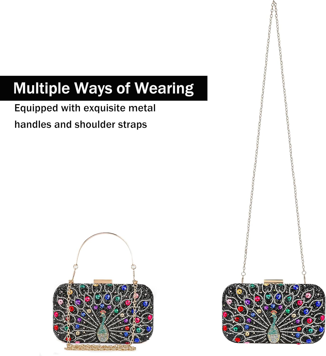 Women's Vintage Beaded Sequin Peacock Clutch Purse Handmade Crossbody Bag Evening Handbag For Wedding Party Prom