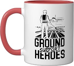 Ramp Agent Aviation Industry Ground Staff Airport Jobs Ceramic Mug, Red/White